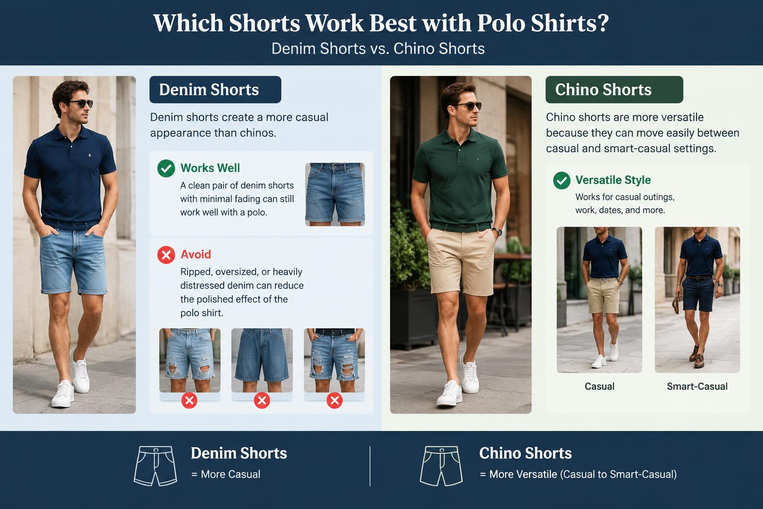 Denim Shorts vs. Chino Shorts Which Shorts Work Best with Polo Shirts