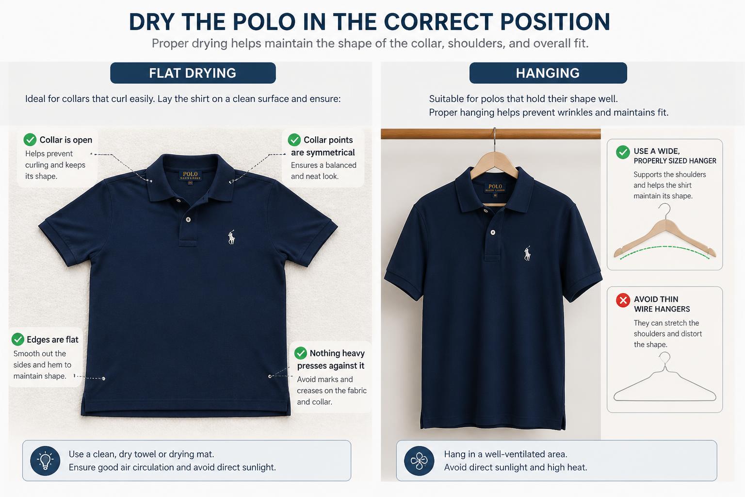 Dry the Polo in the Correct Position