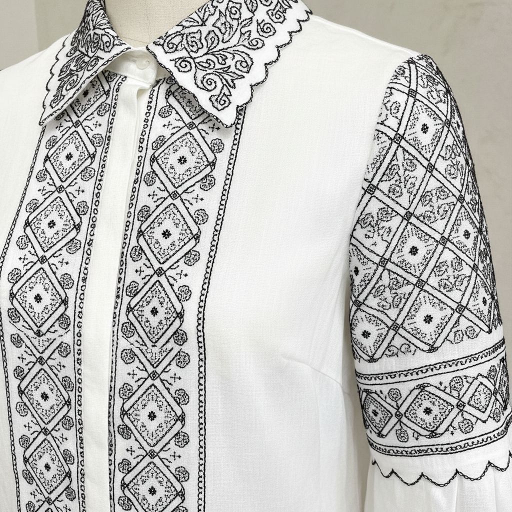 Embroidery Used in Garments Industry Blackwork Embroidery