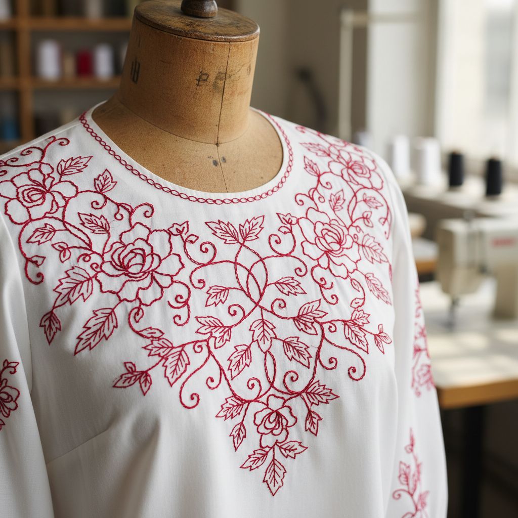 Embroidery Used in Garments Industry Redwork Embroidery 1