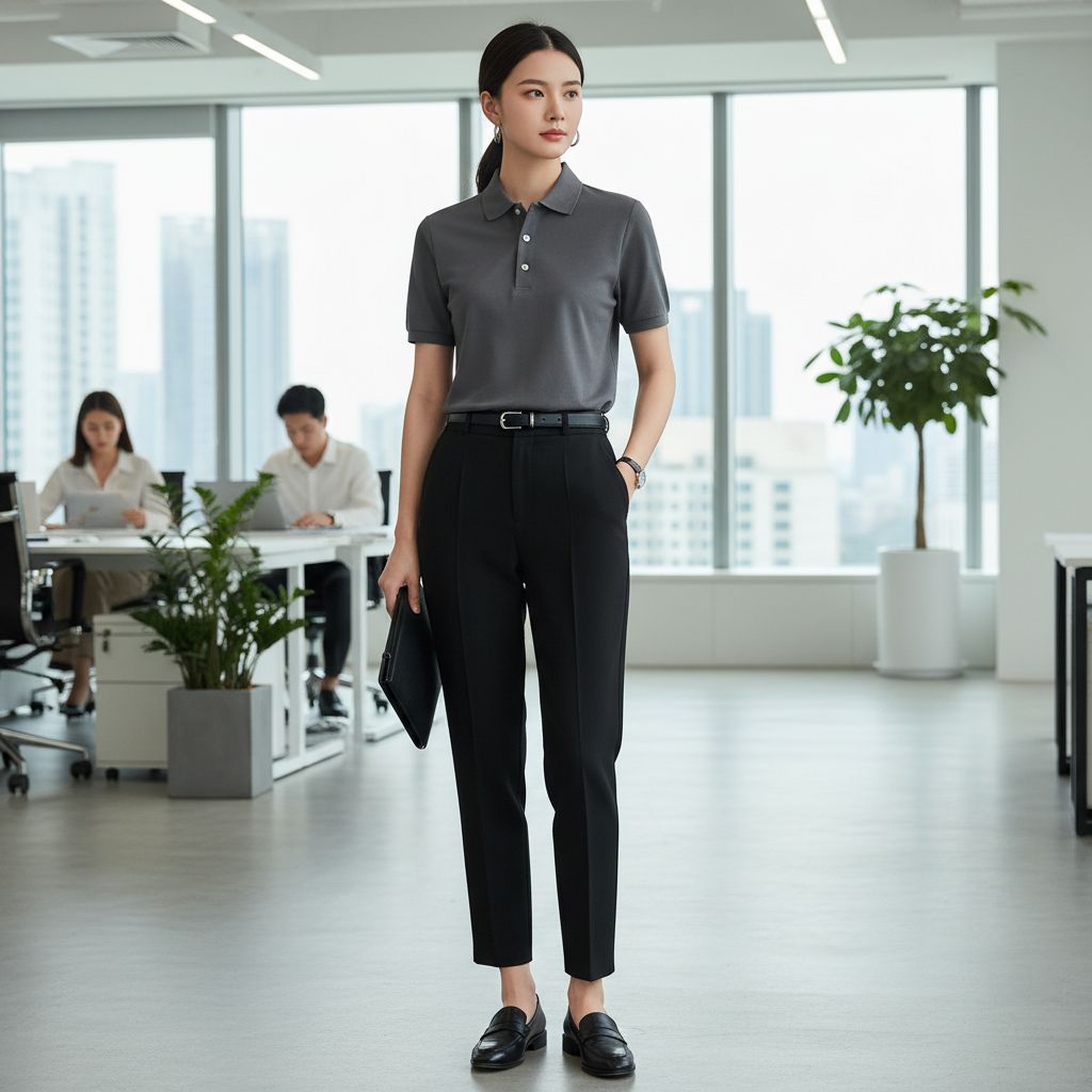 Grey Polo With Black Tailored Pants