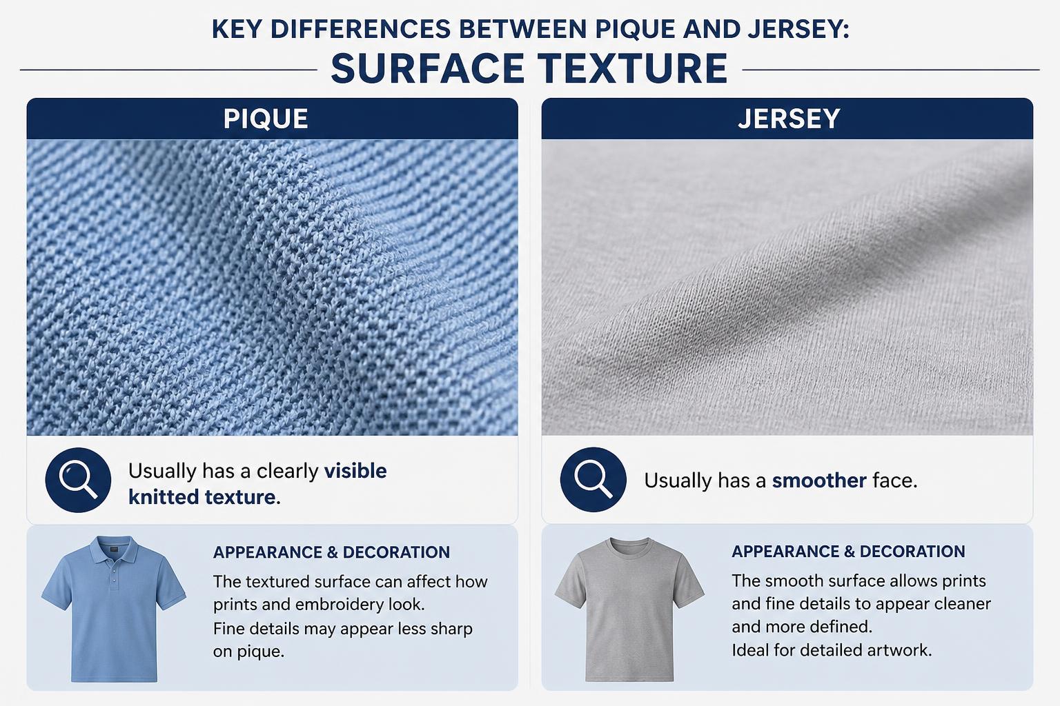 Key Differences Between Pique and Jersey Surface