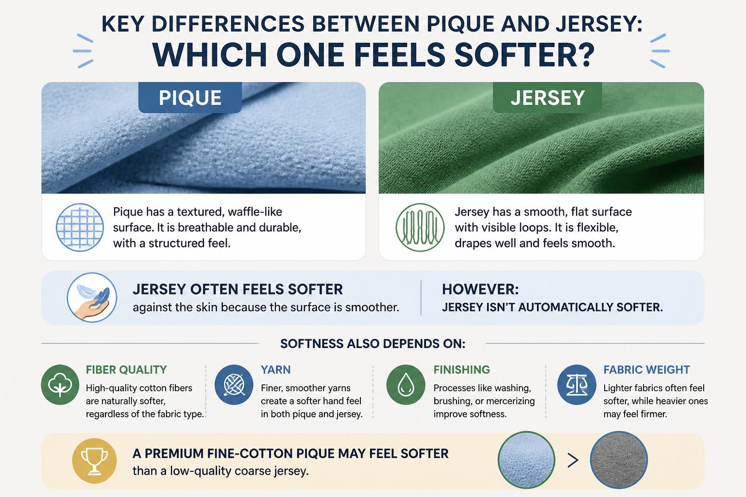 Key Differences Between Pique and Jersey Which One Feels Softer