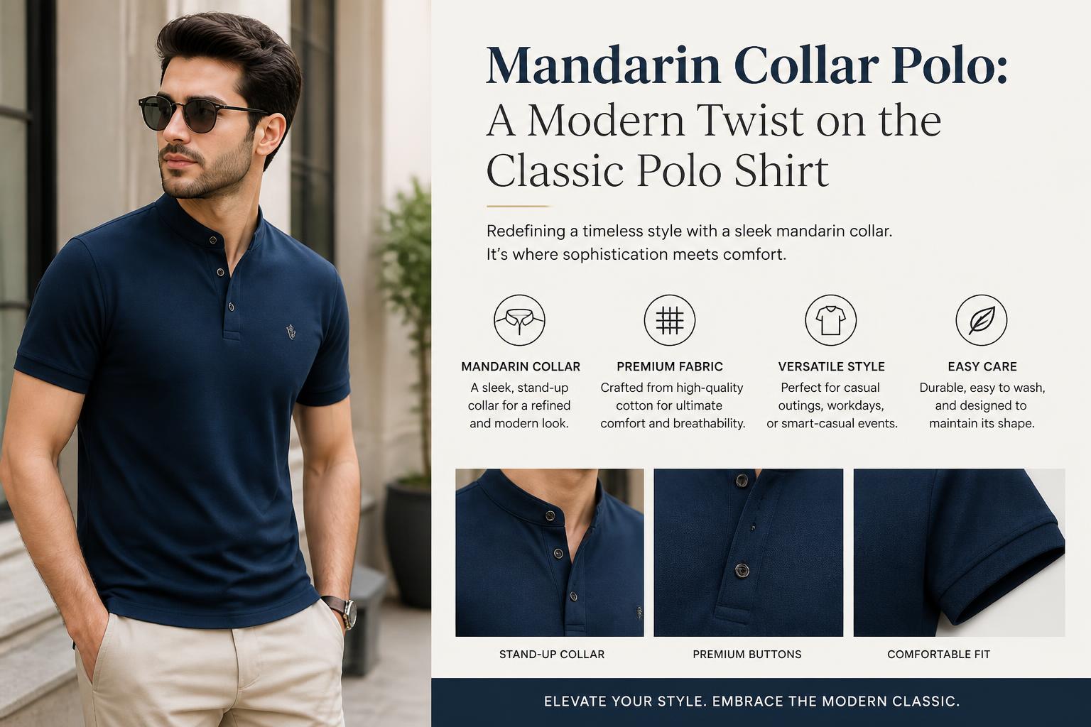 Mandarin Collar Polo A Modern Twist on the Classic Polo Shirt
