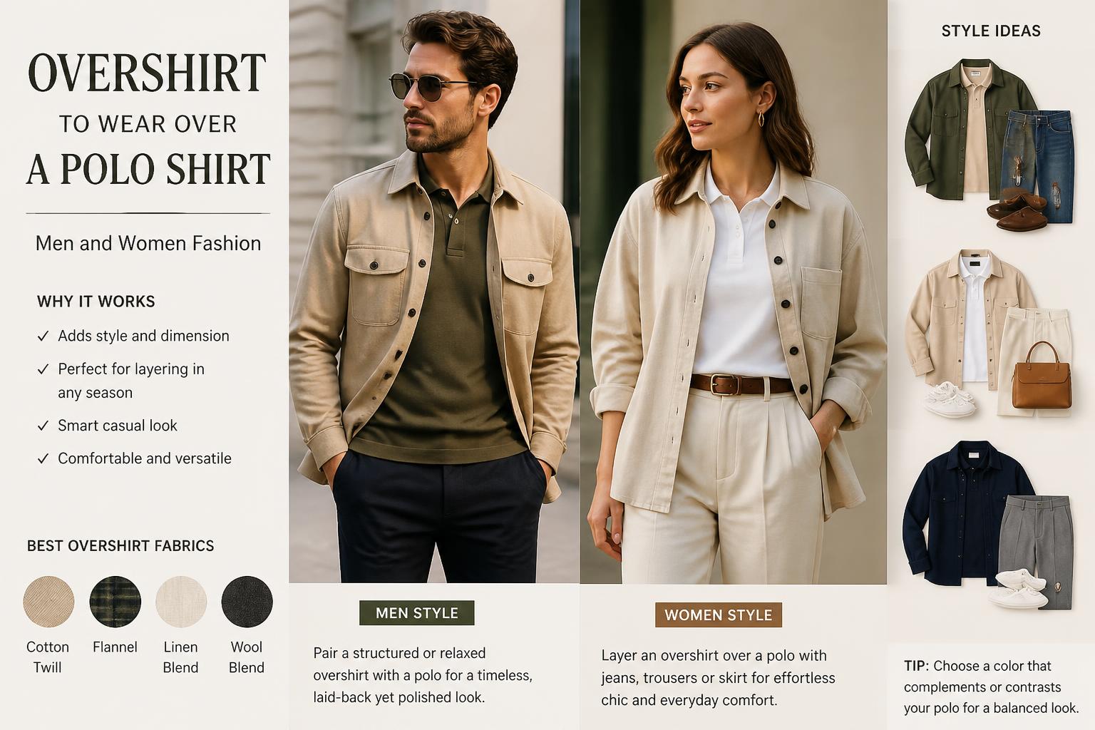 Overshirt to Wear Over a Polo Shirt Men and Women Fashion