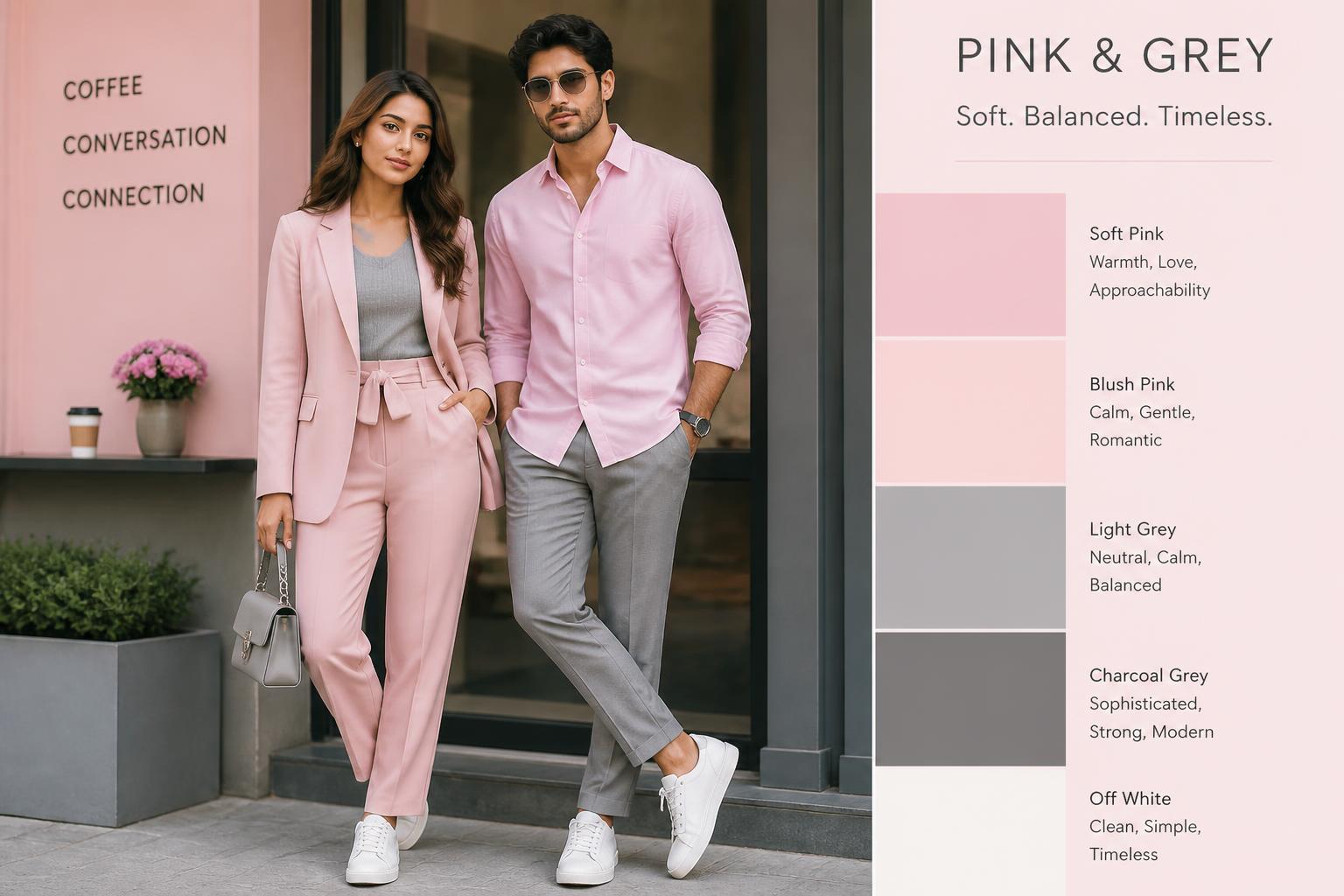 Pink and Grey Soft and Balanced fashion for men and women 1
