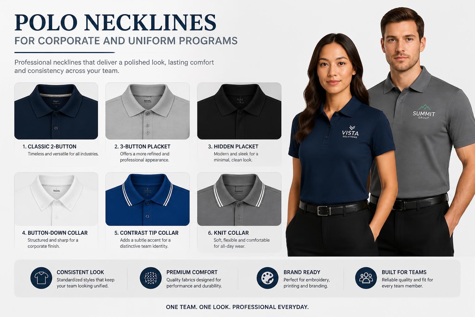 Polo Necklines for Corporate and Uniform Programs