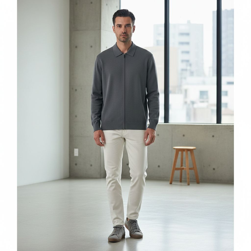 Zip Polo Modern Minimalist Style wear by men