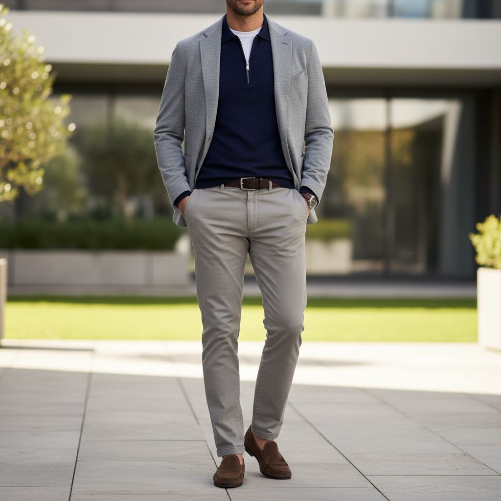 Zip Polo Smart Casual Outfit