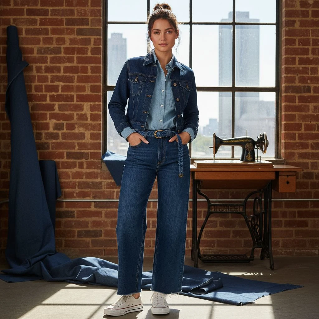 This fabric is known for its strength, breathability, and authentic denim appearance. It may feel stiff when new, but it becomes softer with regular wear.