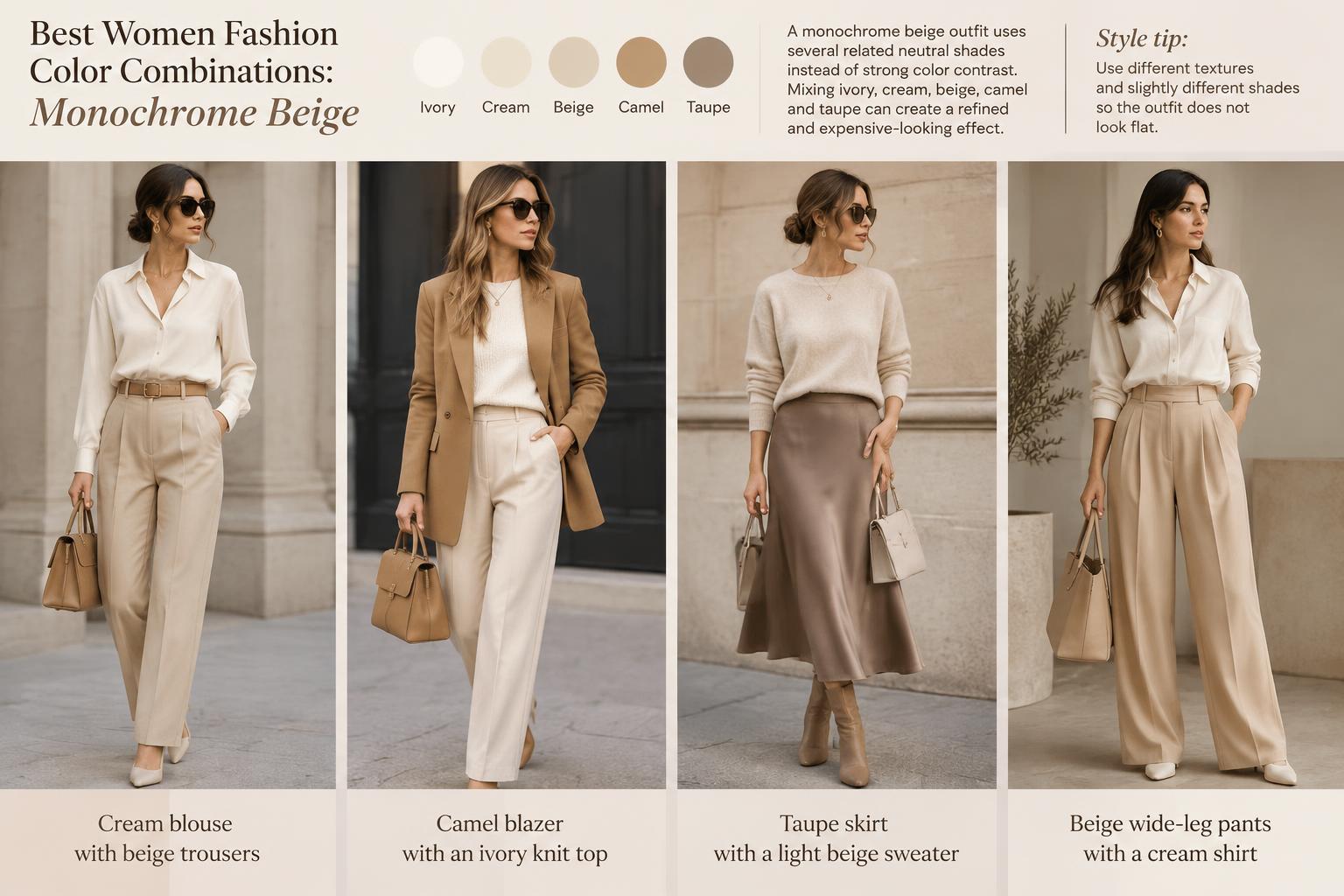 Best Women Fashion Color Combinations Monochrome Beige