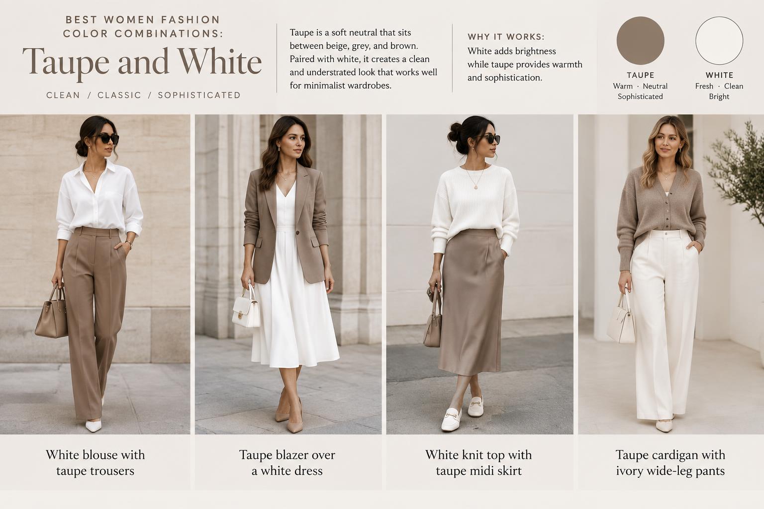 Best Women Fashion Color Combinations Taupe and White