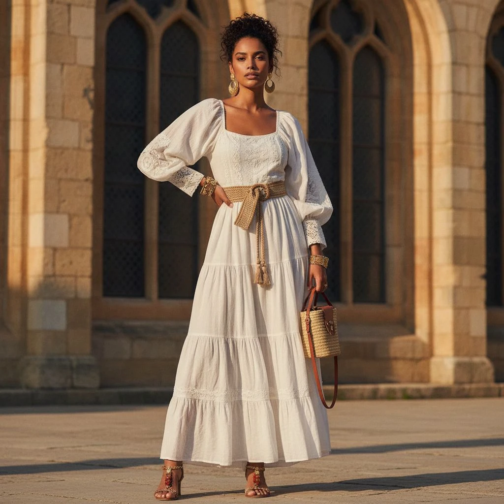 Bishop sleeves creates a soft, elegant, and romantic look.