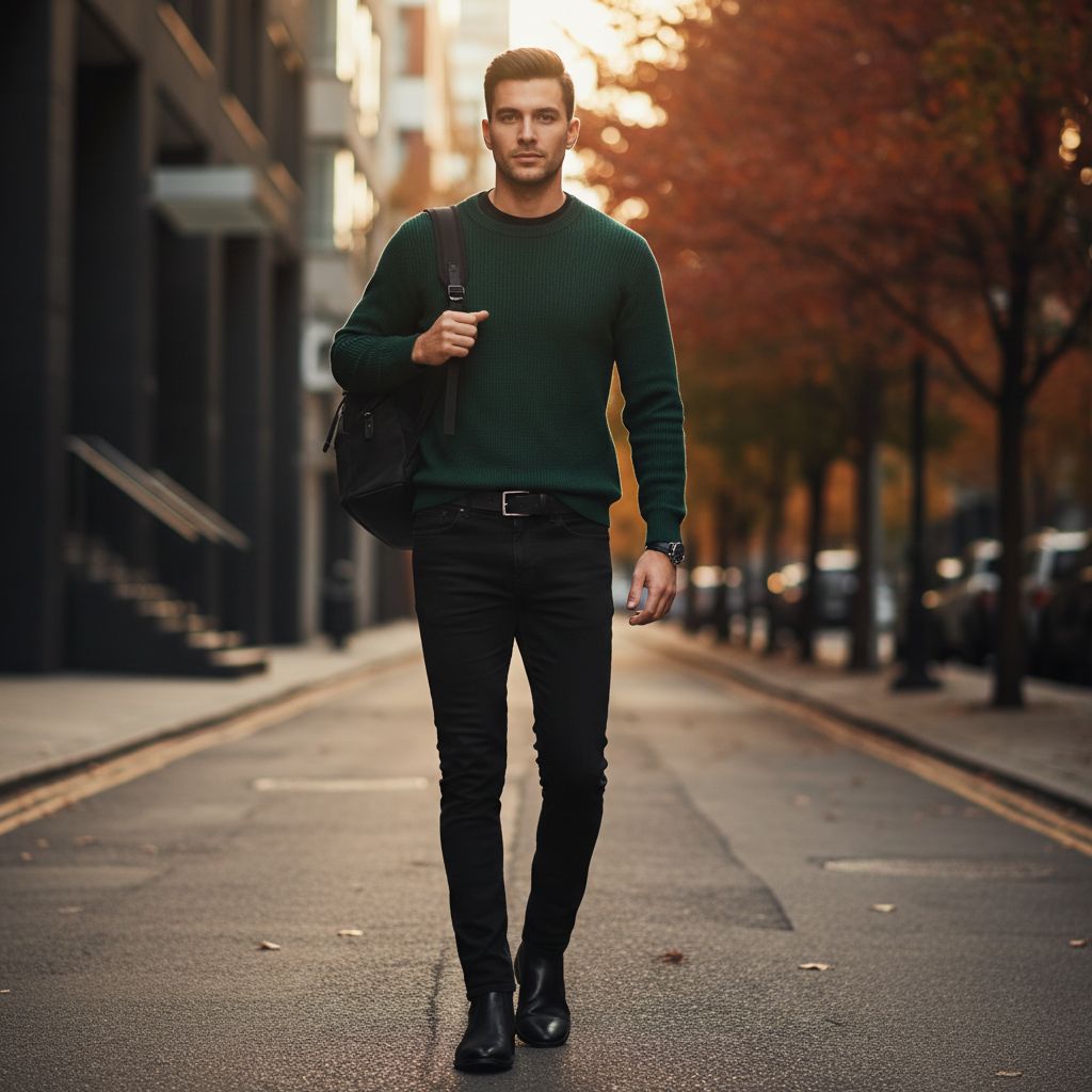 Color Combinations for Mens Daily Wear Dark Green Black 4