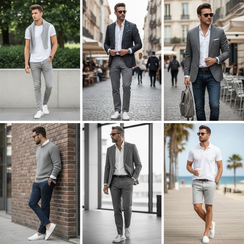 Color Combinations for Mens Daily Wear Grey White 1