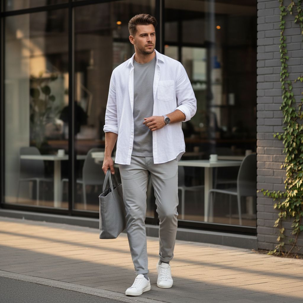 Color Combinations for Mens Daily Wear Grey White 2