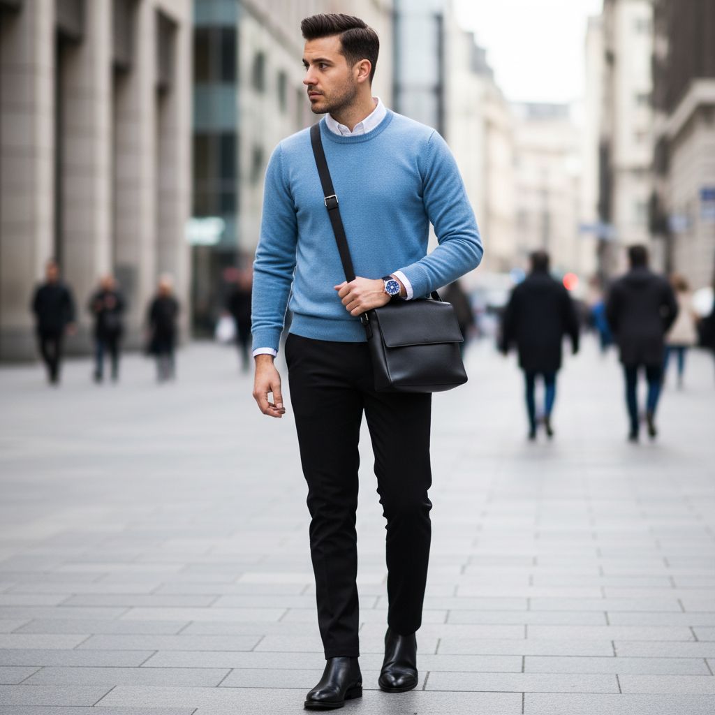 Color Combinations for Mens Daily Wear Sky Blue Black 1