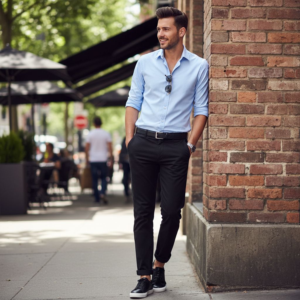 Color Combinations for Mens Daily Wear Sky Blue Black 2