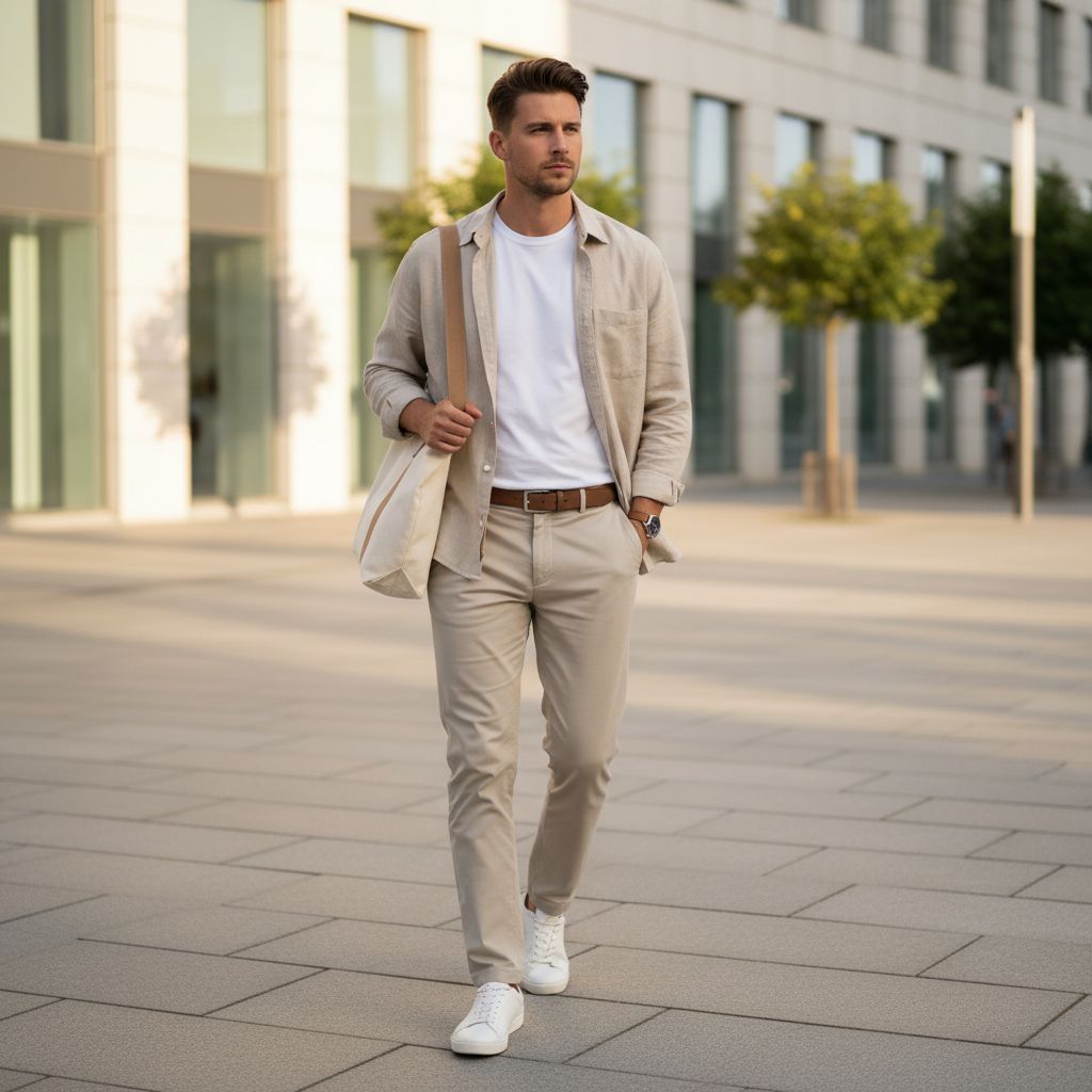 Color Combinations for Mens Daily Wear White Beige
