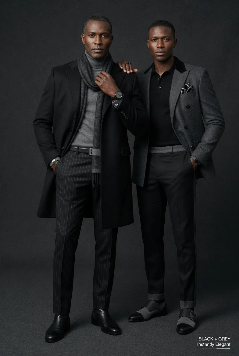 Color Combos That Instantly Look Elegant Black Grey by men