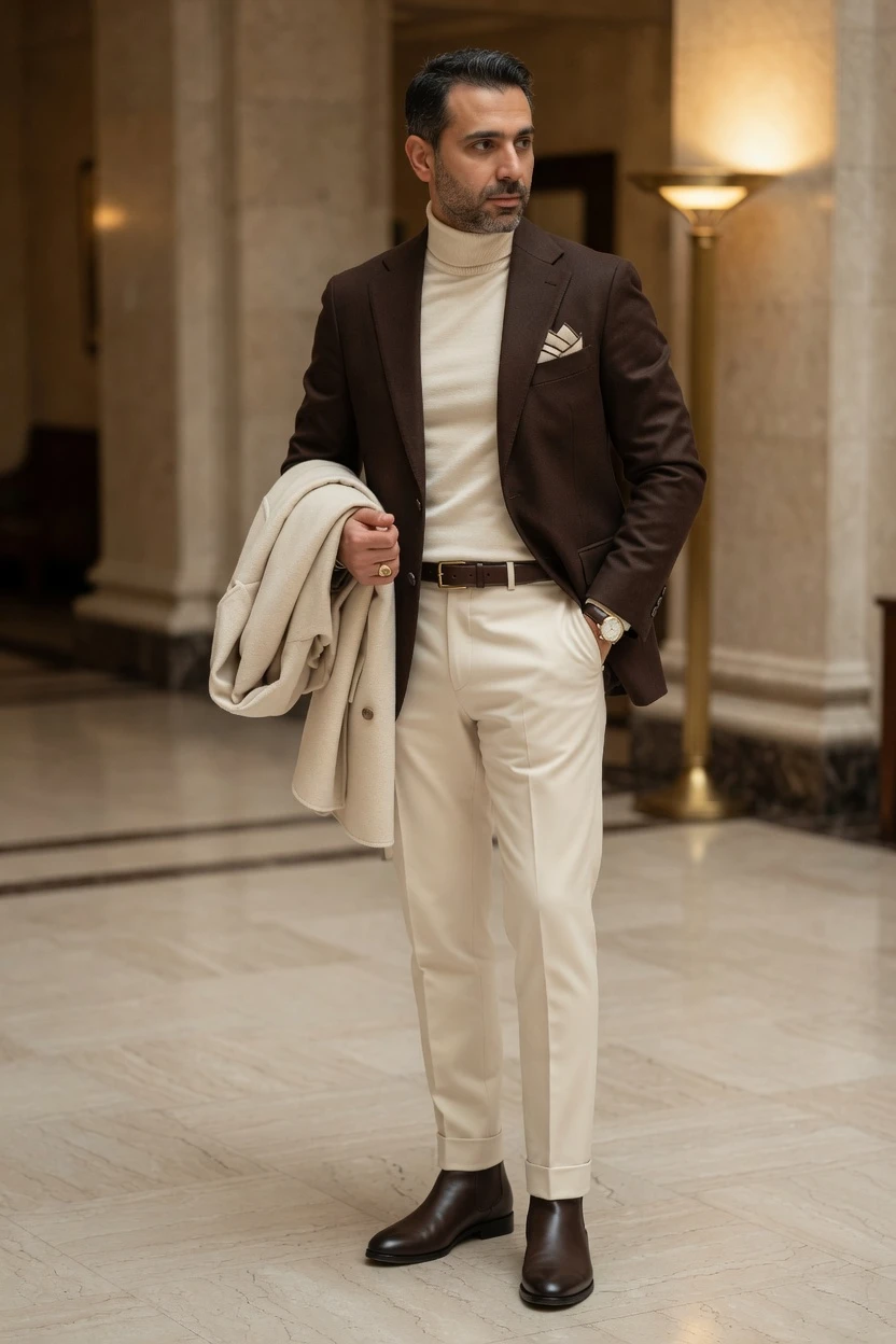 Color Combos That Instantly Look Elegant Brown Cream wear by men 1