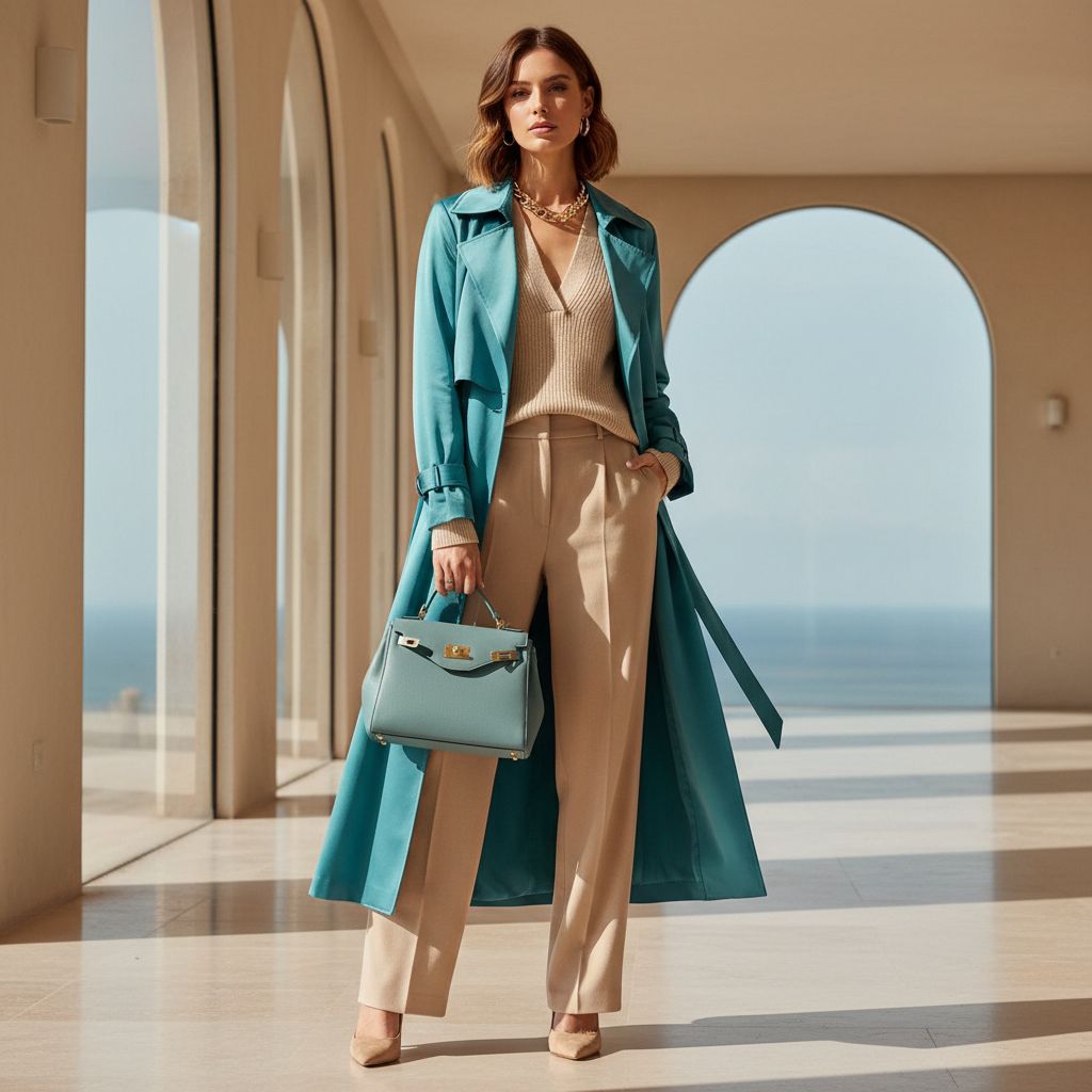 Luxury Fashion Womens Color Combos That Look Instantly Elegant Cyan and Beige 1