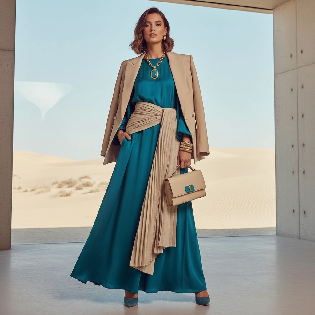 Luxury Fashion Womens Color Combos That Look Instantly Elegant Cyan and Beige 2