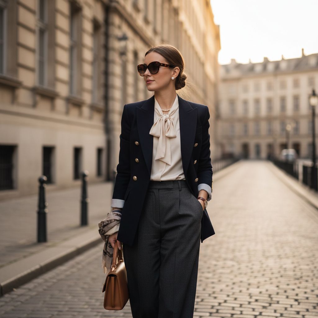 Old Money fashion Tailored Blazer wear by a beautiful young Women