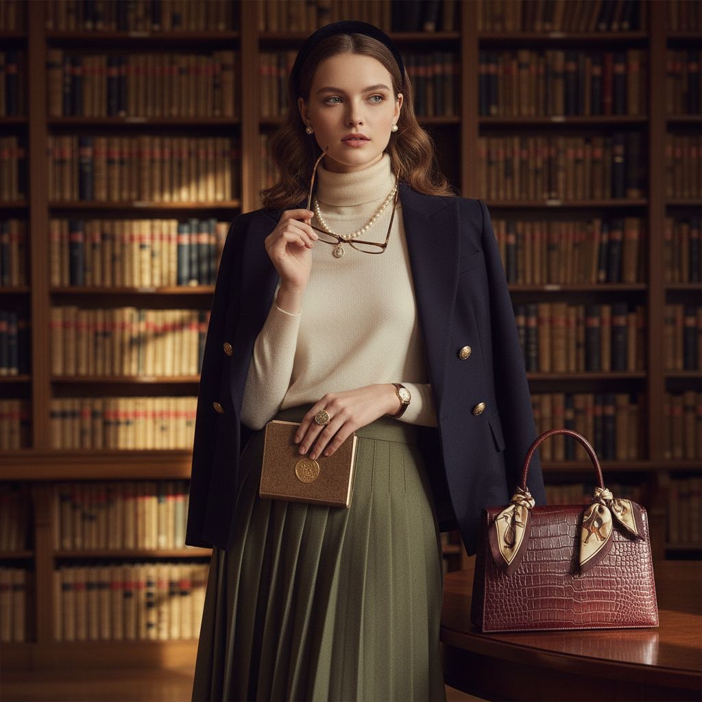 Old Money fashion Timeless Accessories wear by a beautiful young Women 2