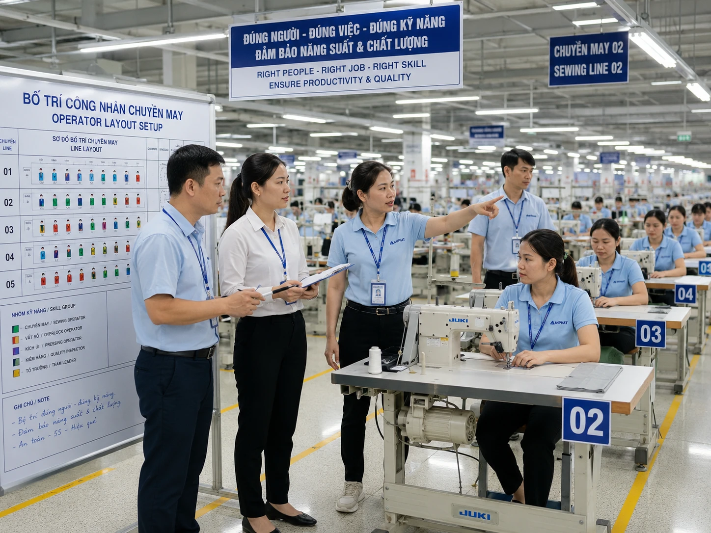 Operator Layout Setup in Garments Sewing Department Vietnam