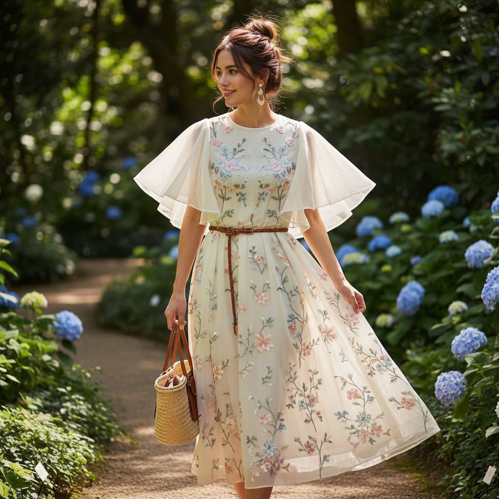 Petal sleeves creating a soft and delicate effect.