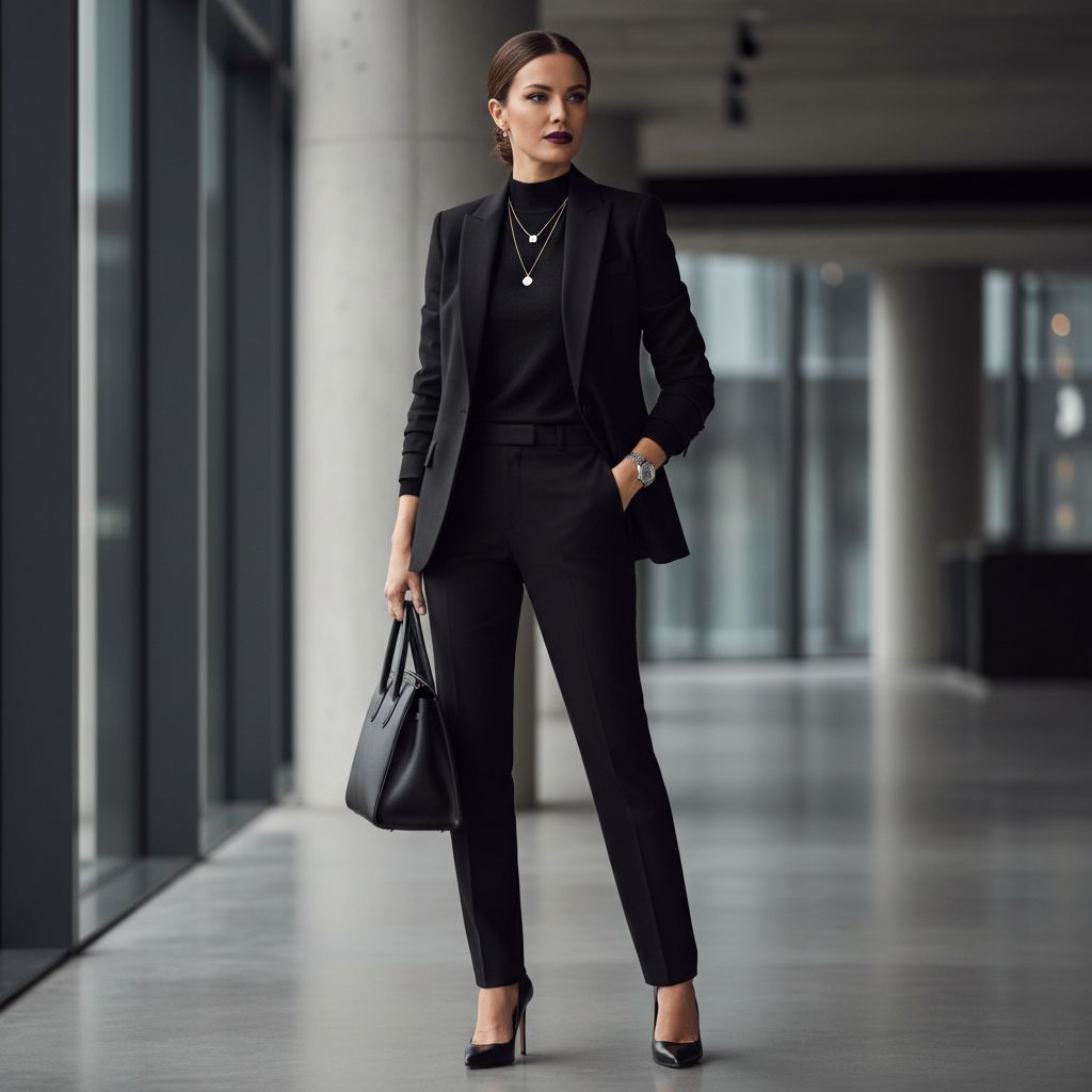 Womens Fashion Color Combinations That Look Timeless Elegant and Professional All Black 1