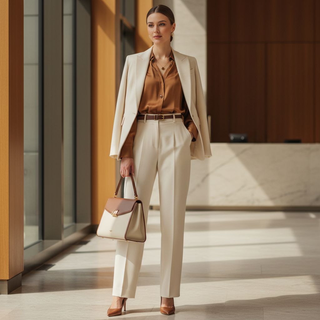 Womens Fashion Color Combinations That Look Timeless Elegant and Professional Brown and Cream