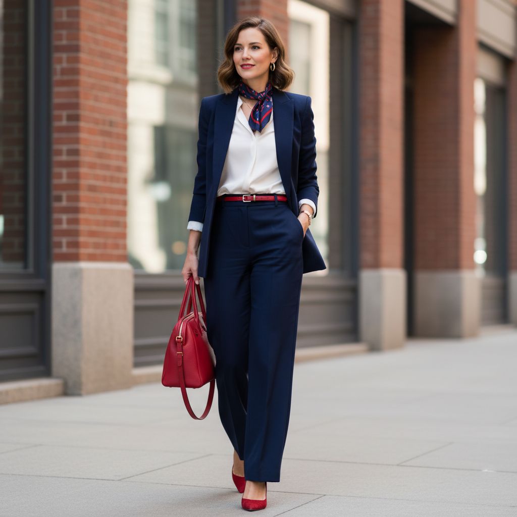 Womens Fashion Color Combinations That Look Timeless Elegant and Professional Navy and Red