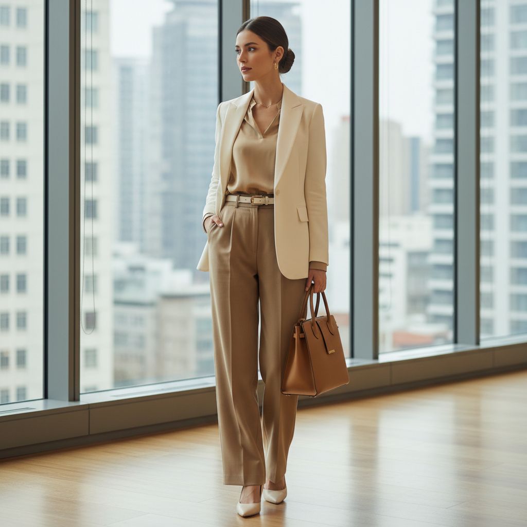 Womens Fashion Color Combinations That Look Timeless Elegant and Professional Tan and Cream