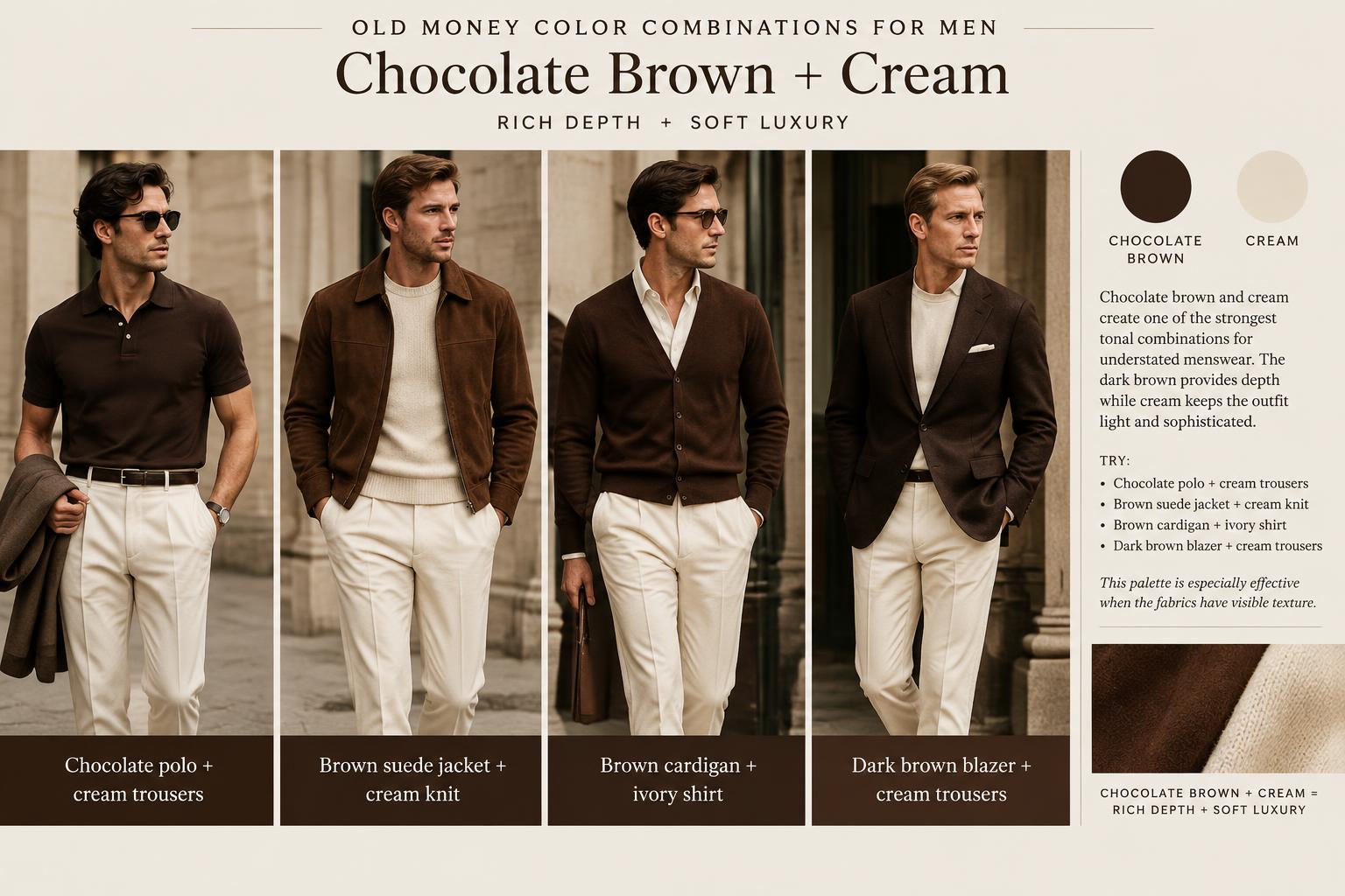 Old-Money-Color-Combinations-for-Men-Chocolate-Brown-Cream