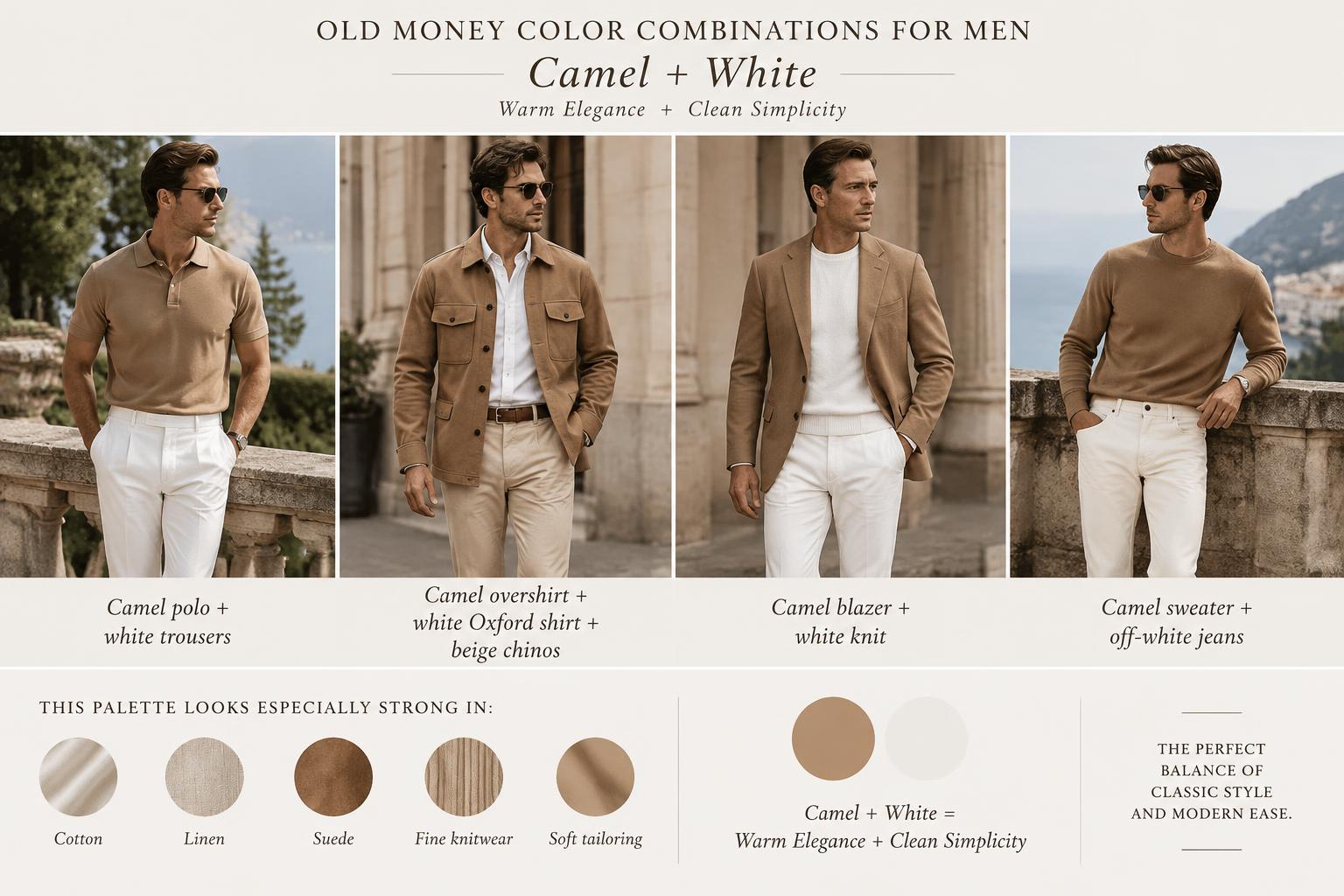 Old Money Color Combinations for MenCamel White