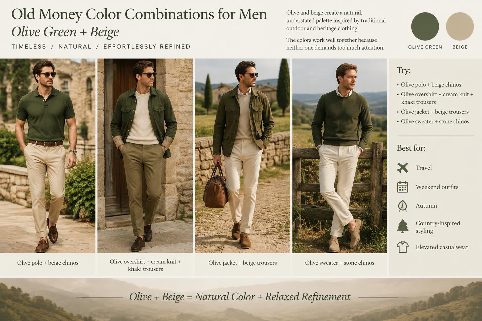 Old Money Color Combinations for MenOlive Green Beige