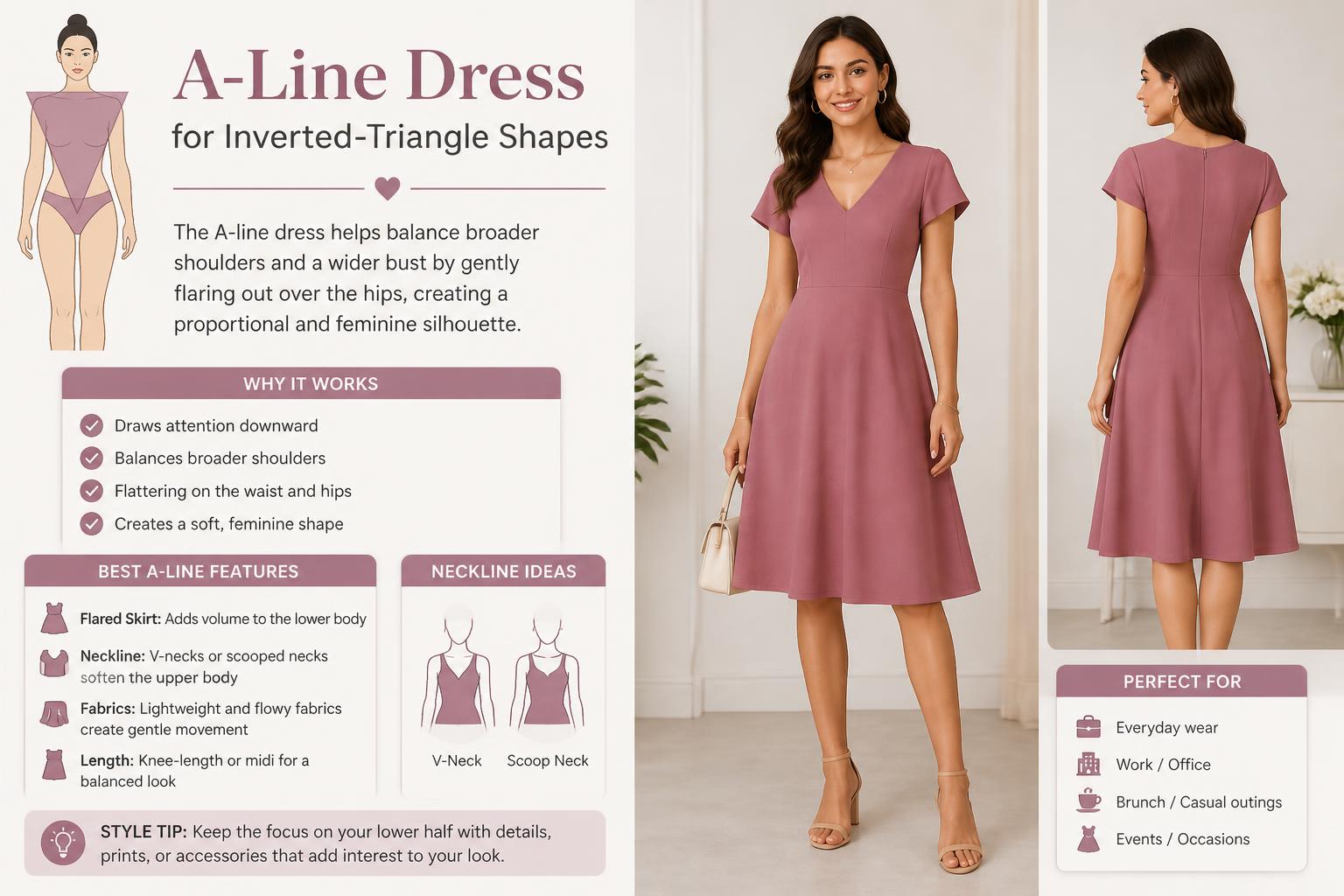 A Line Dress for Inverted Triangle Shapes