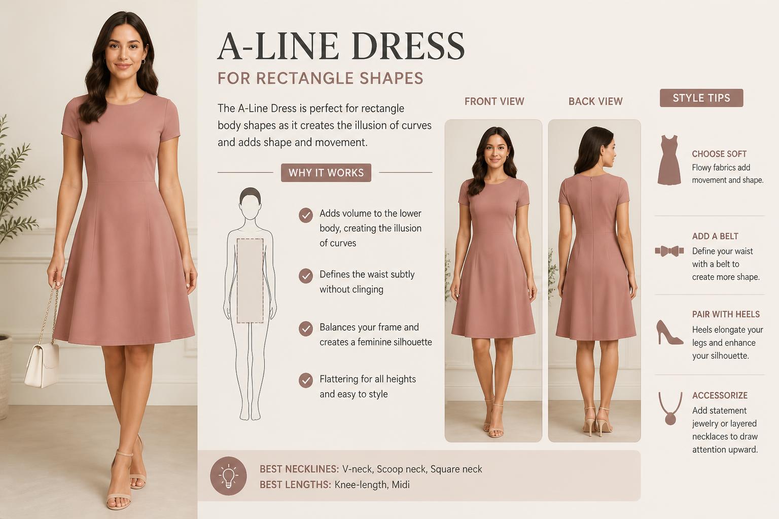 A Line Dress for Rectangle Shapes