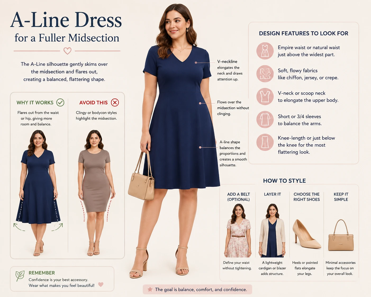 A Line Dress for a Fuller Midsection