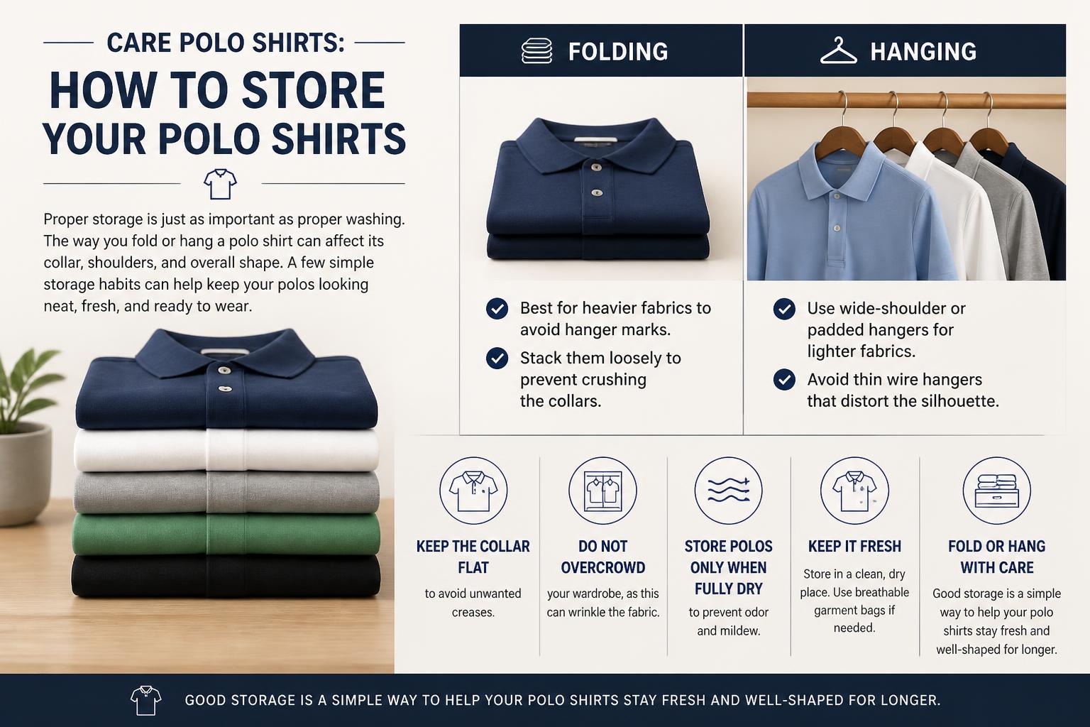 Proper storage maintains the smooth appearance and shoulder shape of the garment.