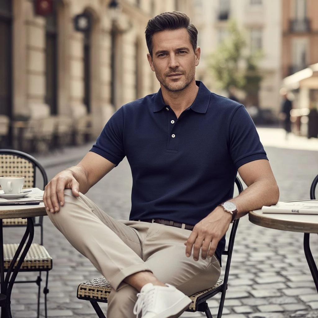 Classic polo shirts are available in different fits.