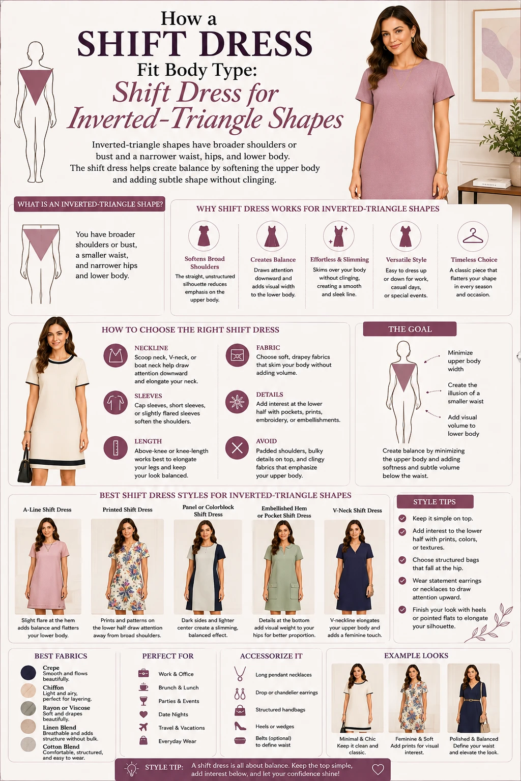 How a Shift Dress Fit Body Type Shift Dress for Inverted Triangle Shapes