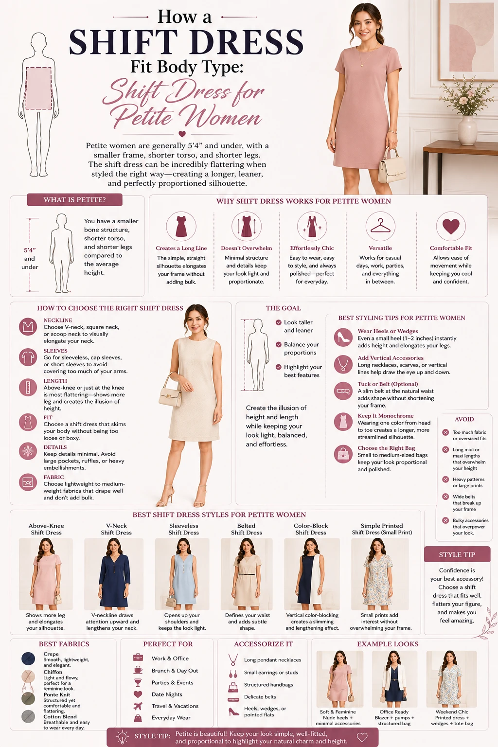 How a Shift Dress Fit Body Type Shift Dress for Petite Women