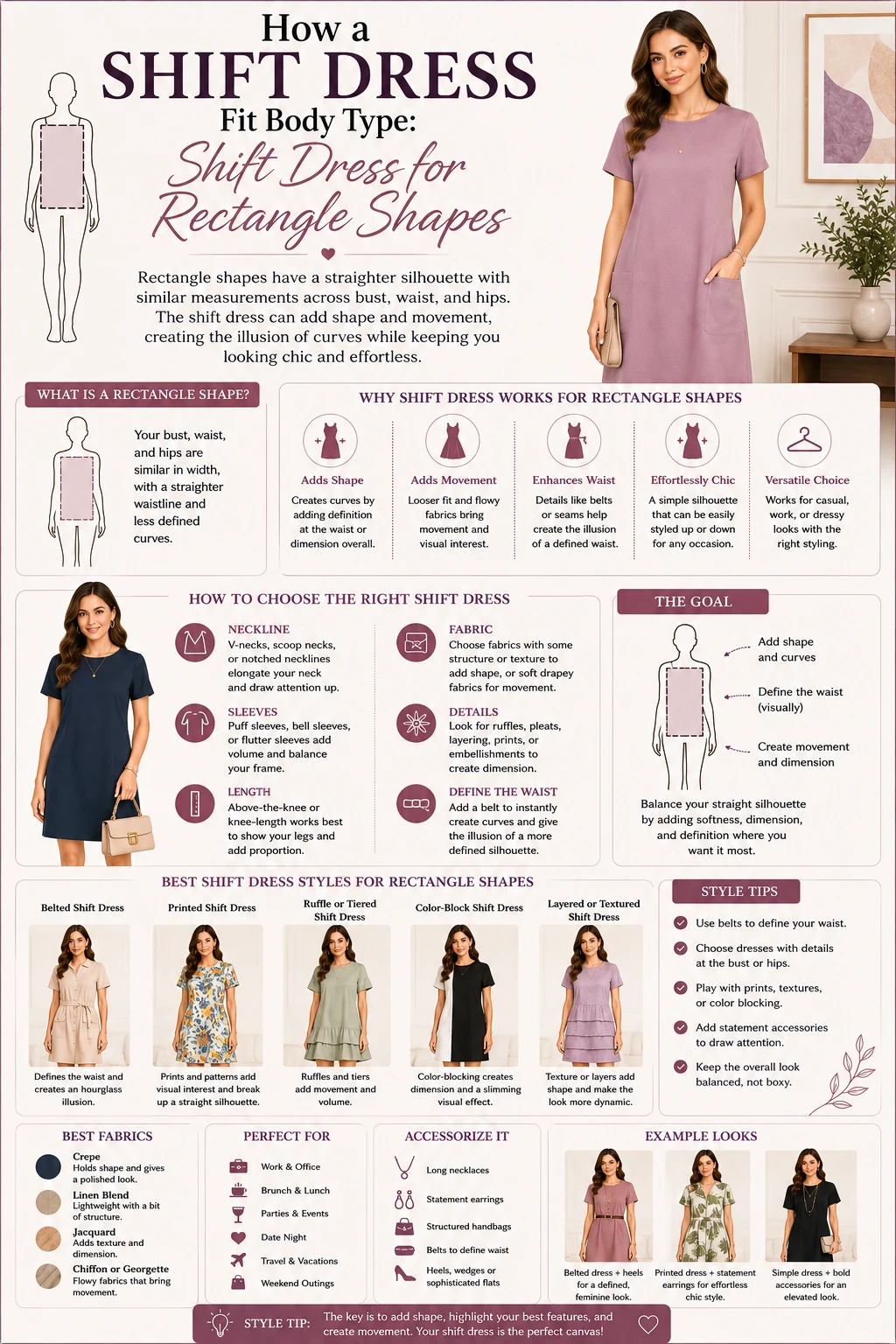 How a Shift Dress Fit Body Type Shift Dress for Rectangle Shapes