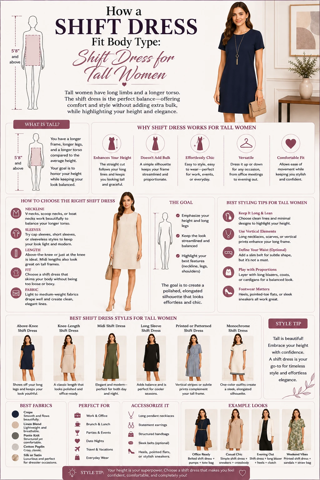 How a Shift Dress Fit Body Type Shift Dress for Tall Women