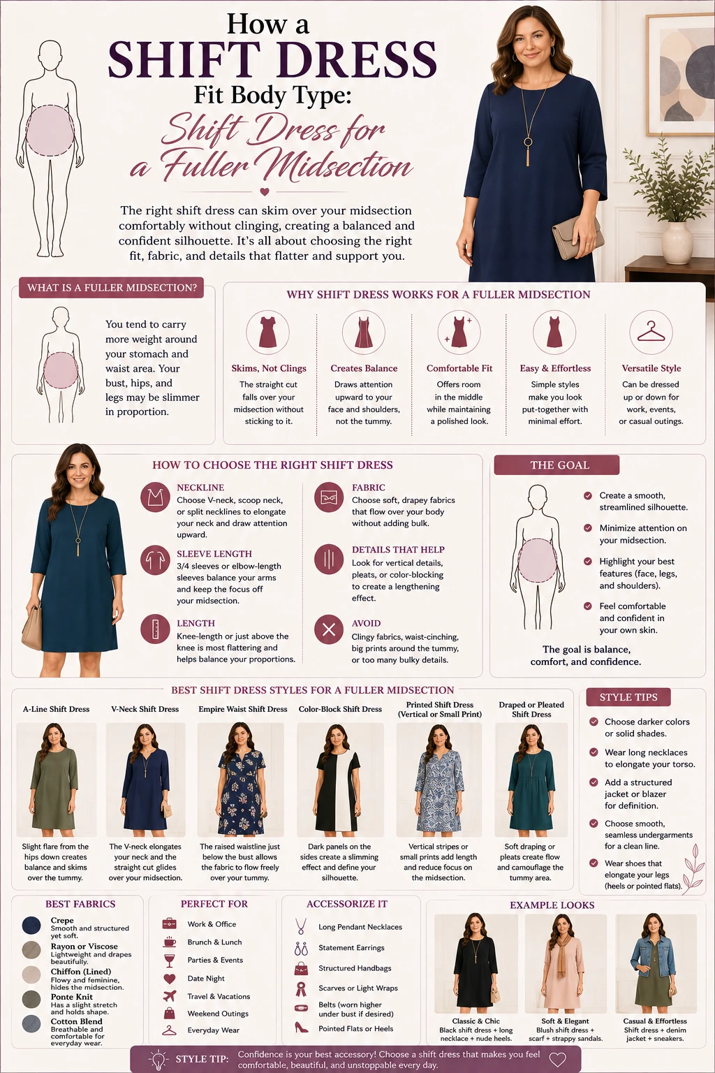 How a Shift Dress Fit Body Type Shift Dress for a Fuller Midsection
