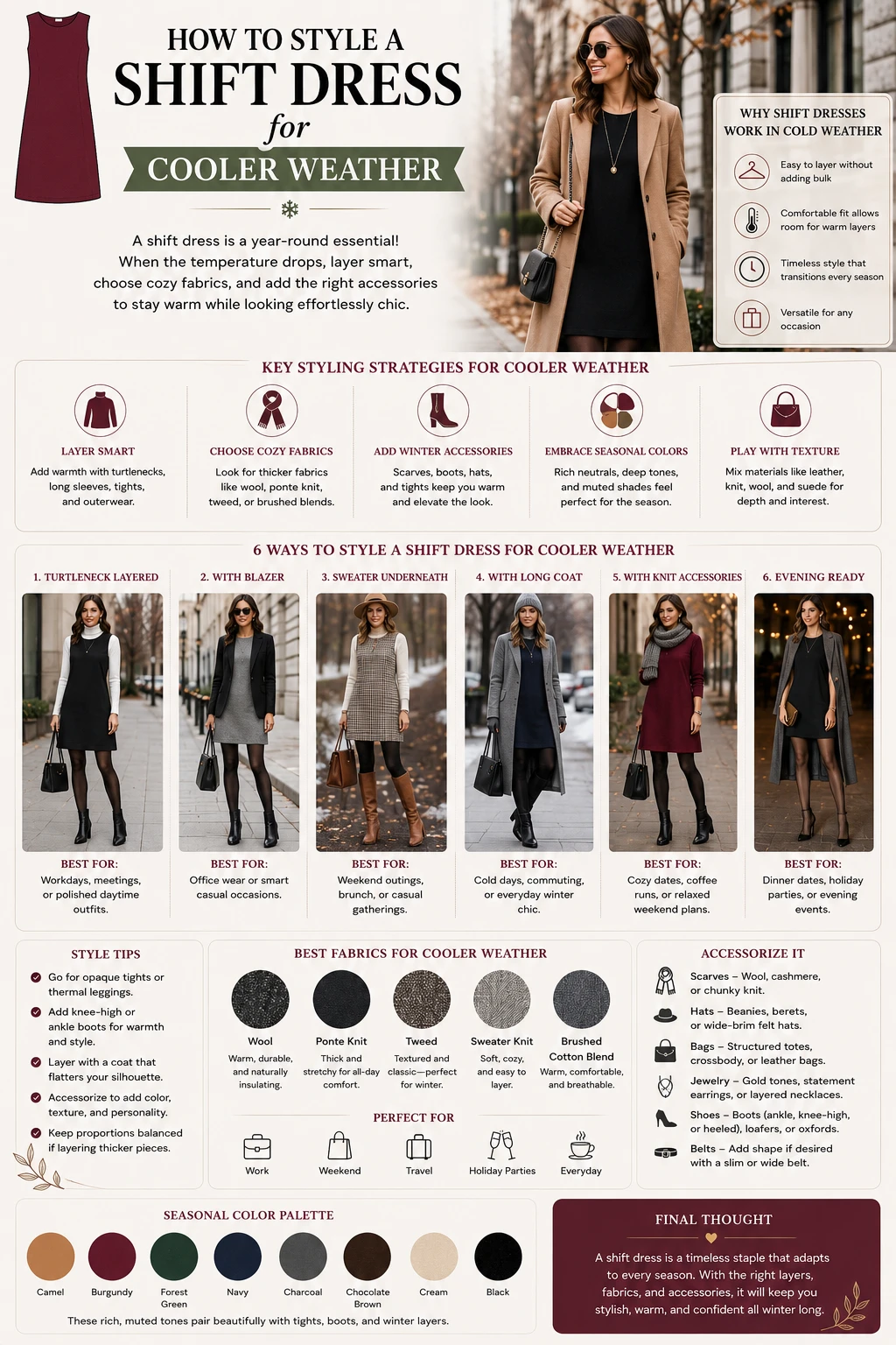 How to Style a Shift Dress For Cooler Weather