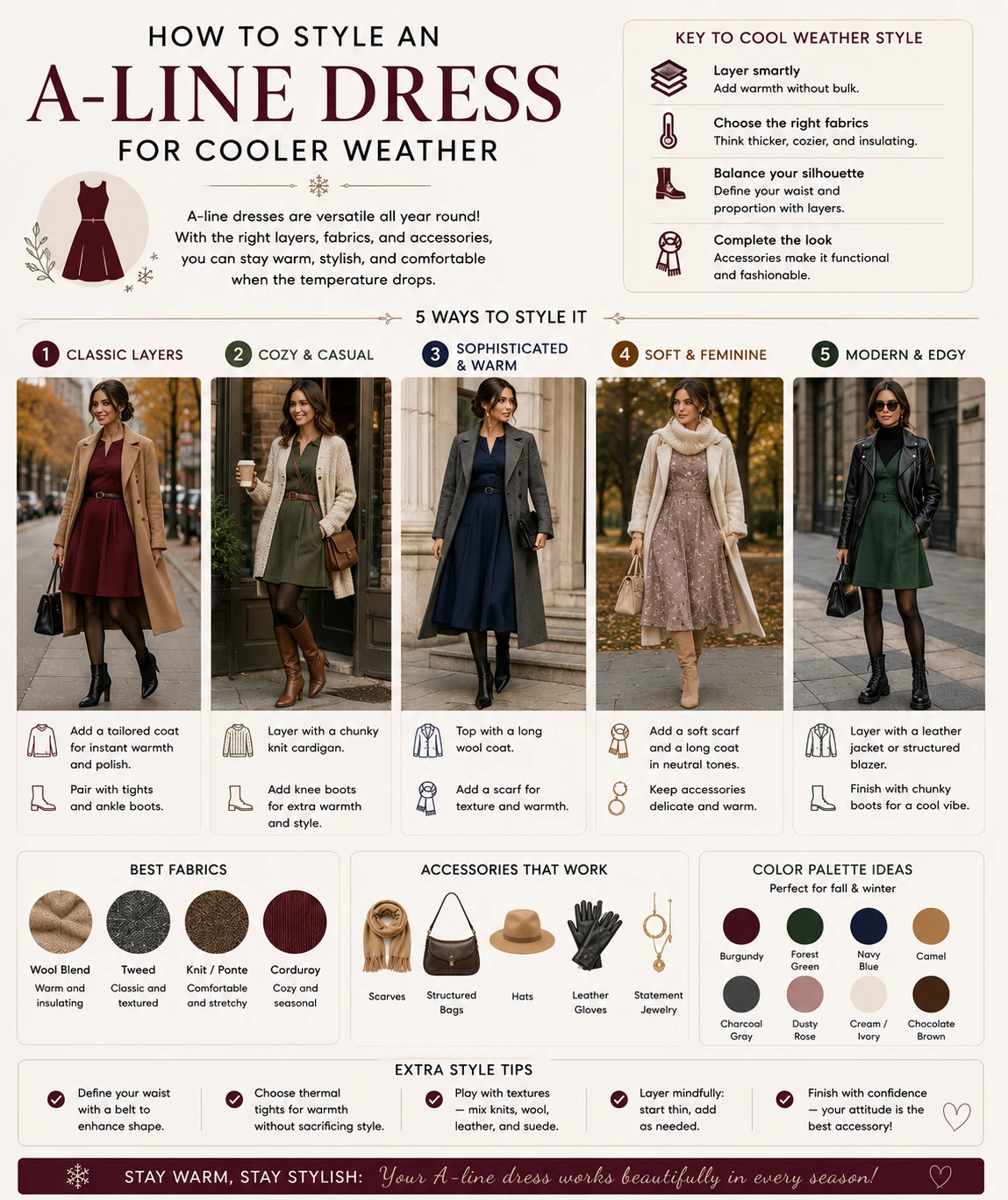 How to Style an A Line Dress For Cooler Weather